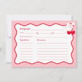 Rode Roze Golvende Strik Kersen Bruiloftsfeest Rec Kaart (Voorkant)