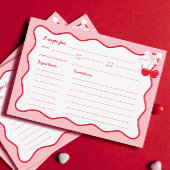 Rode Roze Golvende Strik Kersen Bruiloftsfeest Rec Kaart