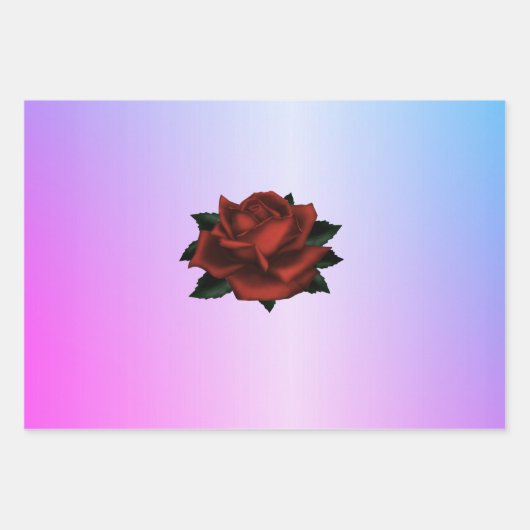 Rode roze Gothic op Paars verpakkingspapier Inpakpapier Vel (Voorkant 3)