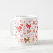 Rode roze gouden harten koffiemok (Voorkant links)