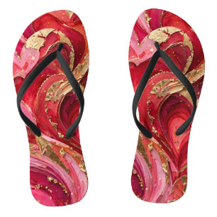 Rode & Roze Gouden Wervelende Vrouwen Slippers Teenslippers