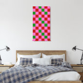 Rode Roze Groene Geruite Patroon Ontwerp  Canvas Afdruk (Insitu (Slaapkamer))