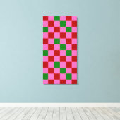 Rode Roze Groene Geruite Patroon Ontwerp  Canvas Afdruk (Insitu (Houten vloer))