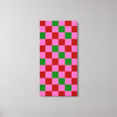 Rode Roze Groene Geruite Patroon Ontwerp  Canvas Afdruk (Voorkant)