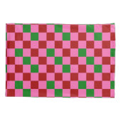 Rode Roze Groene Geruite Patroon Ontwerp  Kussensloop (Achterkant)