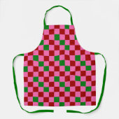 Rode Roze Groene Geruite Patroon Ontwerp Schort (Voorkant)