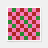Rode Roze Groene Geruite Patroon Ontwerp Servet (Voorkant)