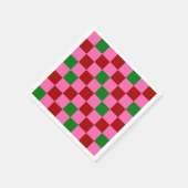 Rode Roze Groene Geruite Patroon Ontwerp Servet (Hoek)