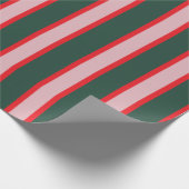 Rode, Roze & Groene Streep Cadeaupapier (Hoek)
