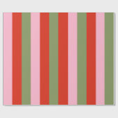 Rode Roze Groene Strepen Cadeaupapier (Vlak)