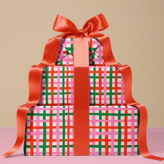 Rode Roze Groene Strepen Cadeaupapier