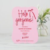 Rode Roze Hallo Prachtig boog doedel Galentine’s Kaart (Staand voorkant)