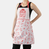 Rode Roze Hand Getekende Doodle Bakkerij Kerst Cre Schort (Insitu)