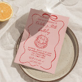 Rode Roze Hand getrokken Cake Eigenzinnige Unieke Kaart