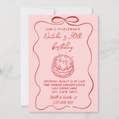 Rode Roze Hand getrokken Cake Eigenzinnige Unieke Kaart (Voorkant)