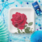 Rode roze - handbeschilderd papieren bordje (Feest)