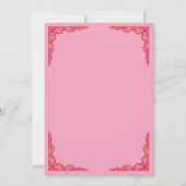Rode Roze Handgetekende Kant Vintage Monogram Kaart (Achterkant)