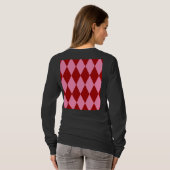 Rode Roze Harlekijn Geruite Ontwerp T-shirt (Achterkant volledig)