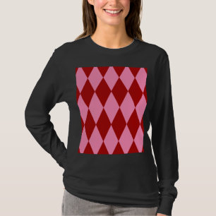 Rode Roze Harlekijn Geruite Ontwerp T-shirt