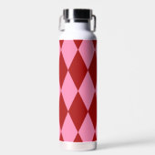 Rode Roze Harlekijn Geruite Ontwerp Waterfles (Voorkant)