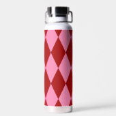 Rode Roze Harlekijn Geruite Ontwerp Waterfles (Achterkant)