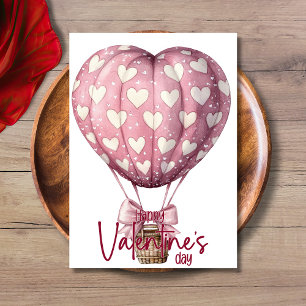 Rode roze hart ballon Gelukkige Valentijnsdag Feestdagenkaart