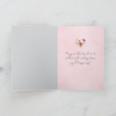 Rode Roze Hart Bloemachtige Trouwdag Kaart (Binnen)