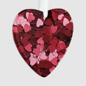 Rode Roze Hart Confetti Patroon Valentijnsdag Ornament (voorkant)