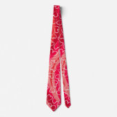 Rode Roze Hart Patroon Stropdas (Voorkant)