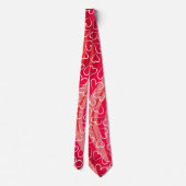 Rode Roze Hart Patroon Stropdas (Achterkant)