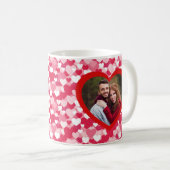 Rode & Roze Hart Patroon Twee Foto Gepersonaliseer Koffiemok (Voorkant rechts)