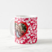 Rode & Roze Hart Patroon Twee Foto Gepersonaliseer Koffiemok (Voorkant links)