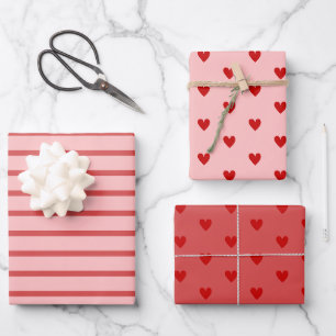 Rode roze hart Valentijn's Day Inpakpapier Vel