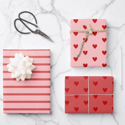 Rode roze hart Valentijn's Day Inpakpapier Vel (Voorkant)