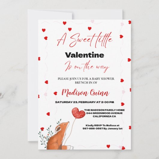 Rode Roze Hart Valentijnsdag  Baby Borrel Kaart (Voorkant)