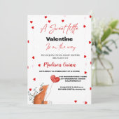 Rode Roze Hart Valentijnsdag  Baby Borrel Kaart (Staand voorkant)