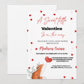 Rode Roze Hart Valentijnsdag  Baby Borrel Kaart (Voorkant / Achterkant)