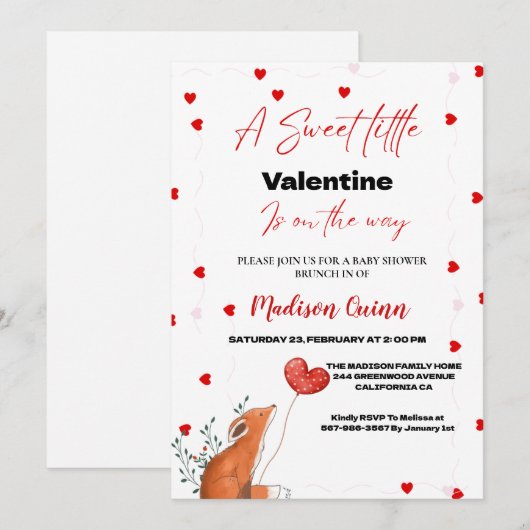 Rode Roze Hart Valentijnsdag  Baby Borrel Kaart (Voorkant / Achterkant)