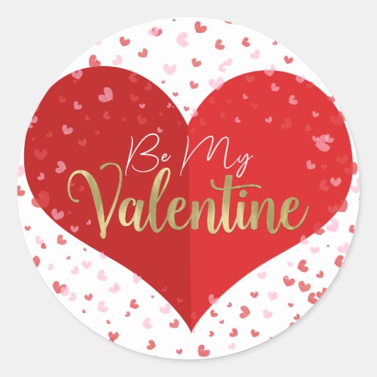 Rode & Roze Hart Valentijnsfeest Ronde Sticker (Voorkant)