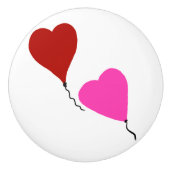 Rode roze hartballonnen keramische knop (Voorkant)