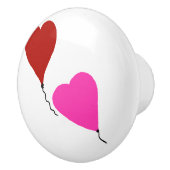Rode roze hartballonnen keramische knop (Rechts)