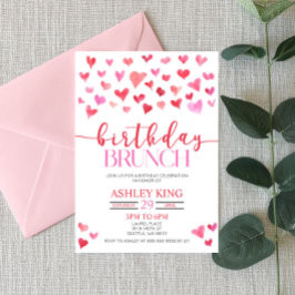 Rode roze harten Birthday Brunch Party Kaart