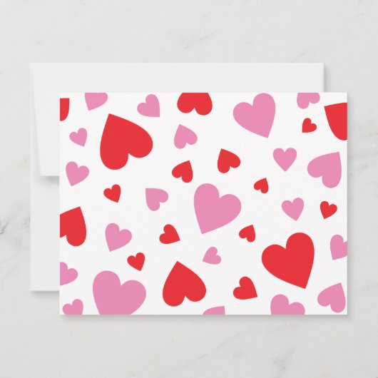 Rode & Roze Harten Cute Meisjesachtige Valentijns Notitiekaartje (Achterkant)