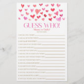 Rode roze harten dachten dat ik raad wie. Baby sho Briefpapier (Voorkant)