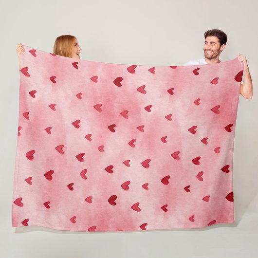 Rode Roze Harten Liefde Fleece Deken (In situ)