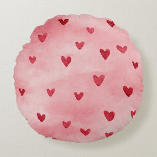 Rode Roze Harten Liefde Plaid Strepen Rond Kussen