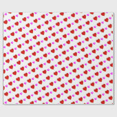 Rode roze harten op wit cadeaupapier (Vlak)