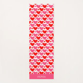Rode roze harten patroon gepersonaliseerd yogamat (Voorkant)