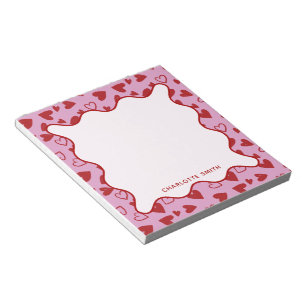 Rode Roze Harten Patroon Valentijnsdag Cadeau Noti Notitieblok