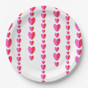 Rode Roze Harten Schattig Valentijnsdag Papieren Bordje